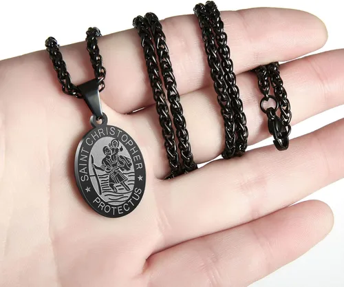 Miniatura 4 de Zocomi Medalla de collar de San Cristóbal y José, Antonio, JudeMiguel para hombres y niños, colgante de San Cristóbal con cadena de 24 pulgadas