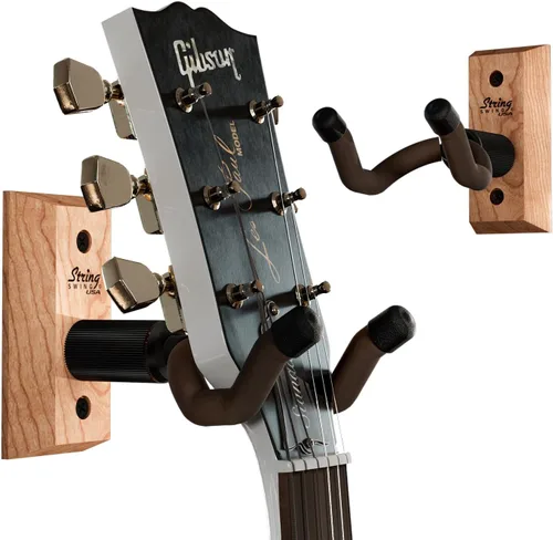 Miniatura 11 de String Swing CC01K-BW Soporte de pared para guitarras acústicas y eléctricas con soporte de pared de nogal negro