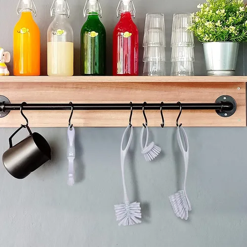Miniatura 6 de Juego de cepillos para platos y botellas, 4 cepillos de limpieza de cocina, gris, asas de plástico, cerdas medianas (nailon o poliéster)