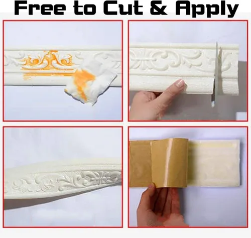 Miniatura 5 de Moldura de espuma flexible de 7.5 pies, despegar y pegar, borde de pared de espuma 3D, línea de cintura, borde de papel tapiz, fácil de aplicar