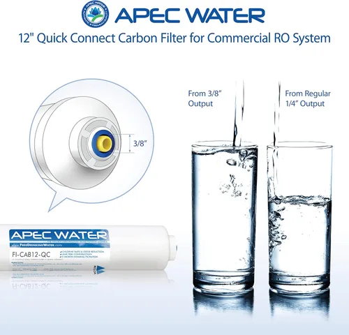 Miniatura 4 de APEC FI-CAB12-QC - Post-filtro de carbono en línea de grado comercial de 12 pulgadas con salida de 3/8 pulgadas para sistema de filtro de agua