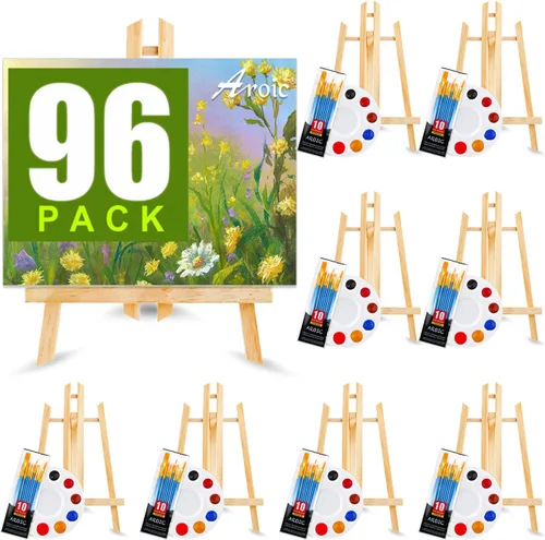 Miniatura 9 de Conjunto profesional de pintura de 240 piezas con 20 caballetes de madera, 20 paquetes de 200 pinceles con cabeza de nylon y 20 paletas, kit