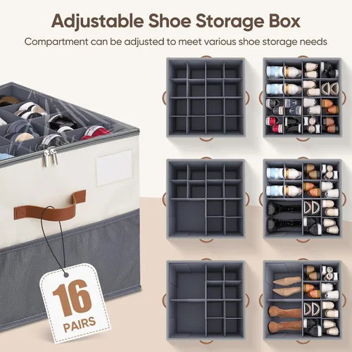 Miniatura 3 de Organizador de zapatos para armario, 1 paquete contenedor de almacenamiento de zapatos con divisores ajustables, organizador de almacenamiento