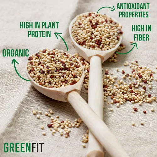 Miniatura 5 de Quínoa Royal Orgánica Tri-Color de Greenfit Sin GMO, Sin Gluten, Vegana y Orgánica Proteína Completa, Alta Fibra, Quinoa Tri-Color Baja