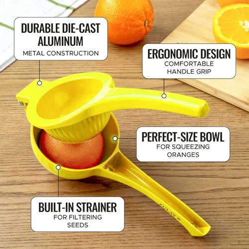Miniatura 3 de Zulay Kitchen Exprimidor de naranja de metal de alta calidad, exprimidor de cítricos, prensa manual para extraer la mayor cantidad de jugo posible