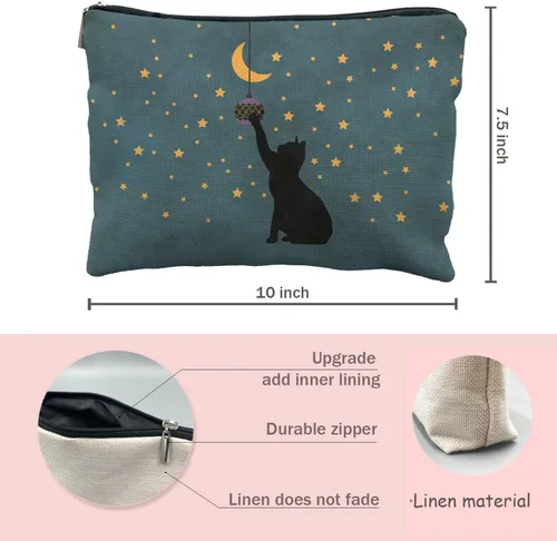 Miniatura 4 de Bolsa de maquillaje de gatos, regalos para amantes de los gatos para mujeres, regalos de gatos, bolsa de cosméticos para gatos, regalos de gatos