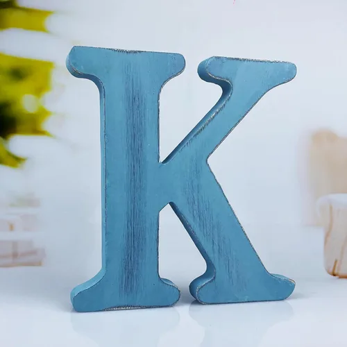 Miniatura 18 de Letras de madera azul rústica de 6 pulgadas, letras de madera sin terminar para decoración de pared, letras azules retro de pie, decoración