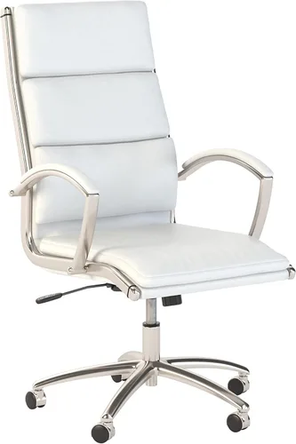 Bush Business Furniture Modelo Silla de oficina ejecutiva de cuero con respaldo alto en color blanco, artículo individual Cuero Blanco