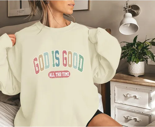 Miniatura 3 de Dios Es Bueno Sudadera Cristiana Sudaderas para Mujeres de Talla Grande Camisas de Jesús Fe Inspiradoras Versículo de la Biblia Pullover