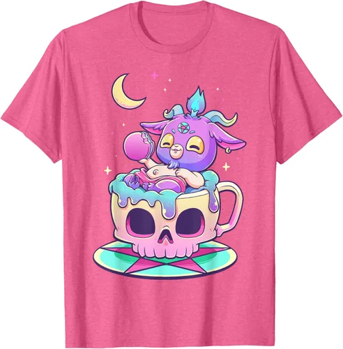 Miniatura 30 de Kawaii Pastel Goth Cute espeluznante Pentáculo Baphomet - Camiseta de cabra, Negro