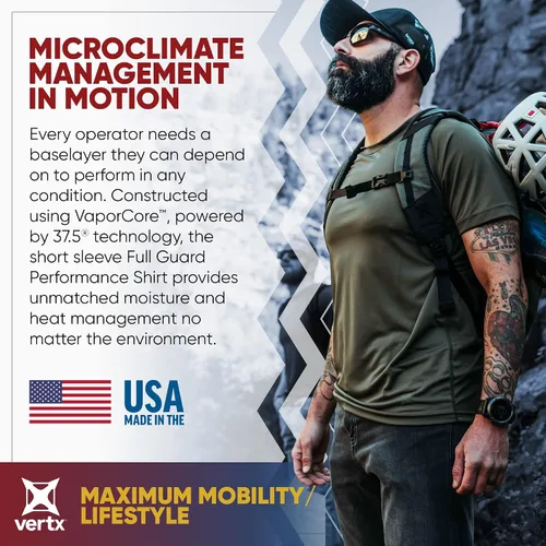 Miniatura 2 de Vertx Short Sleeve Tactical T Shirt, Undershirt Base Layer for Athletic, Workout, Police and Security-Pull on Longline
