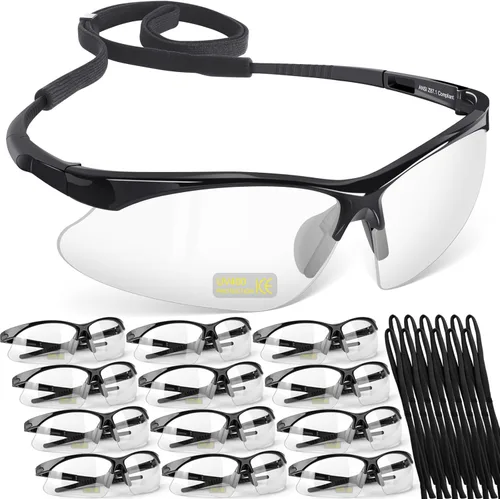 Miniatura 9 de OXG 12 unidades gafas de seguridad antivaho para hombres, gafas de seguridad ANSI Z87.1 resistentes a impactos y arañazos para la protección