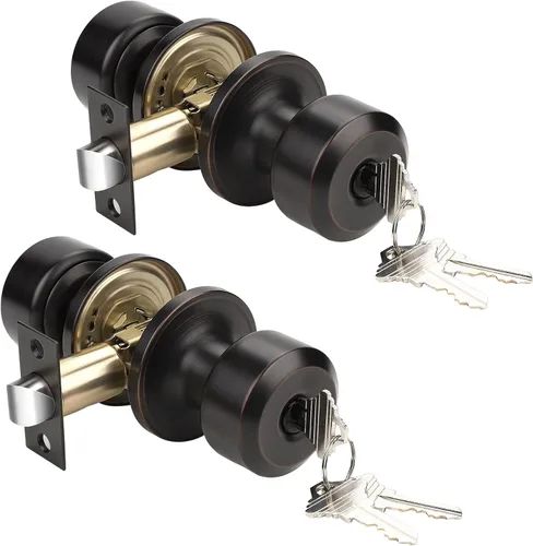 Miniatura 83 de KNOBWELL Paquete de 4 pomos de puerta cuadrados modernos para paso, pomos de puerta interiores, manija de puerta de pasillo y armario, color negro
