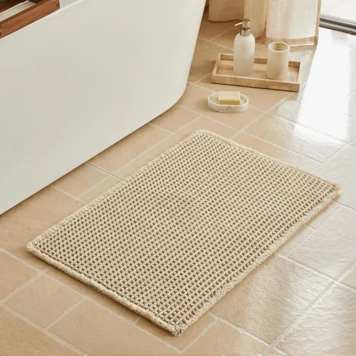 Miniatura 75 de Triohero Tapete de baño con diseño de gofre, tapete de baño pequeño y bohemio, antideslizante, lavable, ultra suave, súper absorbente, de secado