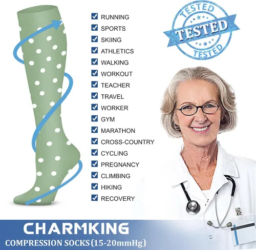 Miniatura 164 de CHARMKING - Calcetines de compresión para mujeres y hombres (3 pares), 15-20 mm Hg, el mejor apoyo para atletismo, running o ciclismo, mejora