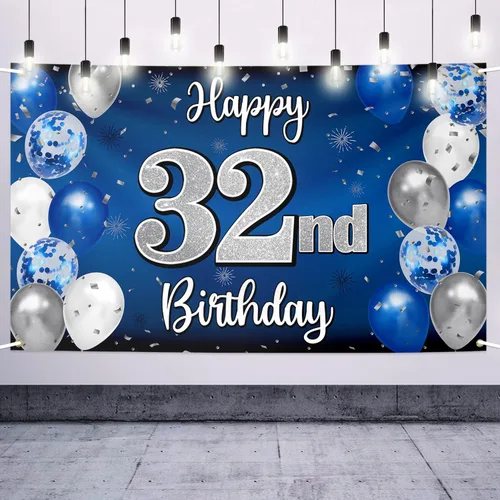 Miniatura 52 de Decoraciones de Feliz 11º Cumpleaños, Globo Azul y Plateado Grande Pancarta de Fondo de Cumpleaños, Brindemos por Once Años Suministros de Fiesta
