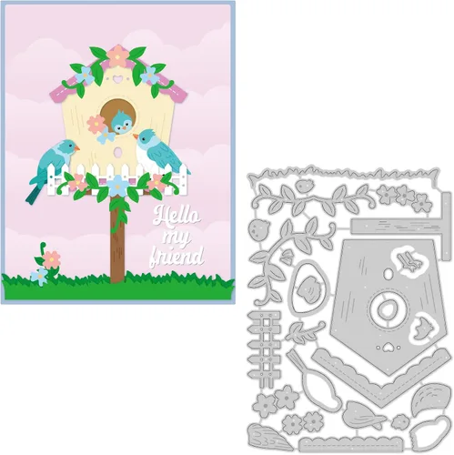 Miniatura 10 de BENECREAT Troqueles de corte de abeja y ramas de flores de miel de 5.5 x 4.5 pulgadas, plantillas de metal para álbumes de recortes, fabricación