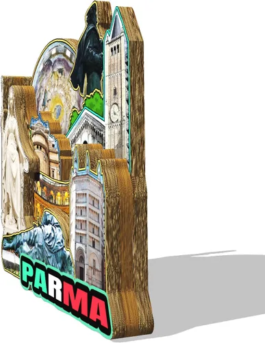 Miniatura 2 de Italia Parma imán de nevera de madera 3D monumentos de viaje coleccionables recuerdos decoración hecha a mano - 2