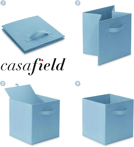 Miniatura 6 de Casafield juego de 6 cubos de almacenamiento plegables de tela, canastas de tela plegables de 11 pulgadas, para estantes, cubos organizadores