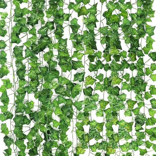 CEWOR Paquete de 14 hojas de hiedra falsas de 98 pies, guirnalda artificial para colgar plantas verdes para dormitorio, decoración de pared, boda,
