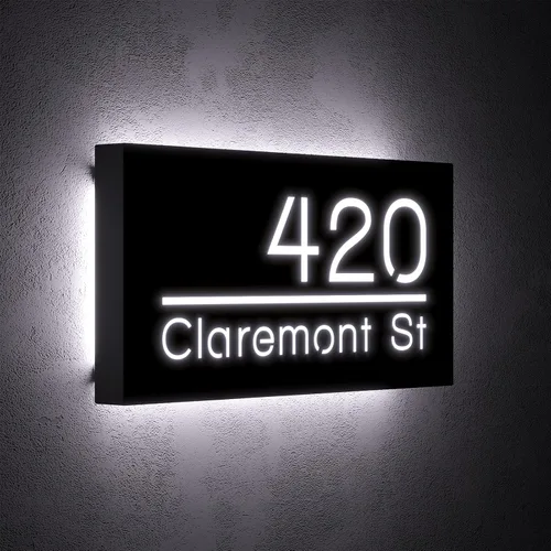 Miniatura 2 de Números de Casa Retroiluminados de 12V para Casa, Números Iluminados Personalizados, Placa de Dirección Iluminada con LED (30X15CM, Luz Blanca)