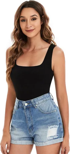 Miniatura 3 de Verdusa Camiseta básica sin mangas con cuello cuadrado casual para mujer
