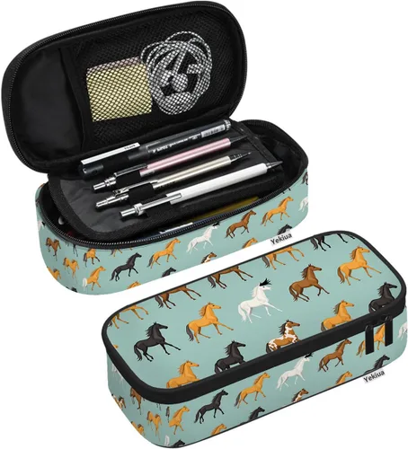 Miniatura 7 de Yekiua Estuche para lápices con flores étnicas japonesas de gran capacidad; estuche para lápices con flores para oficina, universidad o maquillaje