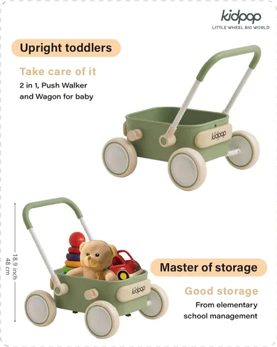 Miniatura 3 de PULA - Andador de empuje para bebé con ruedas, carrito para niños pequeños para bebés que están aprendiendo a caminar, juguetes para bebés de 6 a 12