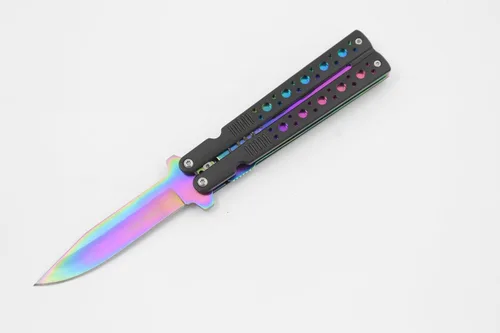 Tac Force cuchillo mango negro con apertura asistida Acero Inoxidable hoja Arco Iris