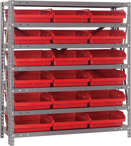 Miniatura 358 de Quantum QSBU-245BK Heavy Duty Shelving Unit with (7) Shelves and (24) QUS245 Black Bins for Garage Warehouse Storage Distribution 400 lb Load