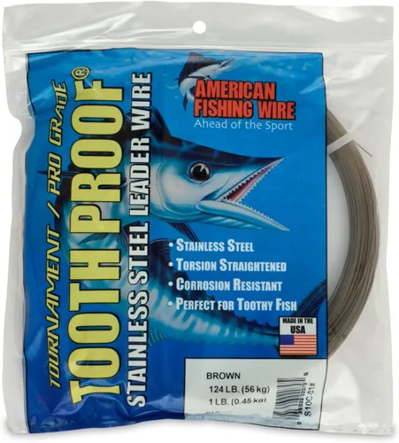 Miniatura 31 de AFW Alambre Líder Duro de Una Hebra de Acero Inoxidable a Prueba de Dientes - Brillante y Camuflaje para Tiburón, Barracuda, Caballa Real, Wahoo