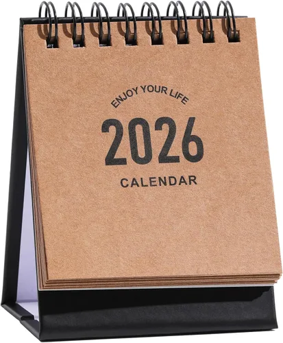 Miniatura 12 de Mini calendario de escritorio 2026-2027, calendario de escritorio pequeño de enero de 2026 a junio de 2027, mini calendario diario, encuadernación