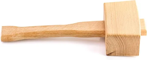Miniatura 2 de QWORK Maza de madera, martillo manual para hielo de 9.5" de haya. Martillo de carpintero de madera maciza. Herramienta manual para carpintería