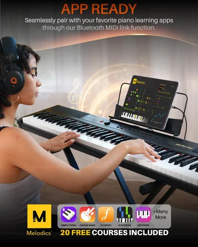 Miniatura 5 de Artesia Teclado de Piano Portátil de 88 Teclas con Peso, Teclado de Piano Digital de 88 Teclas con Teclas de Velocidad Sensible de Tamaño Completo