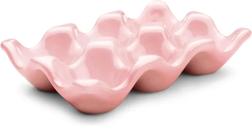 Miniatura 13 de Flexzion Organizador de huevos cerámico para nevera - Bandeja de huevos de 6 tazas, contenedor de porcelana para media docena, organizador de Gris