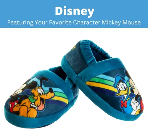 Miniatura 2 de Disney Mickey Mouse Boys Slippers - Plush Lightweight Warm Comfort Soft Aline House Kids Shoes Slippers (ToddlerLittle Kid)