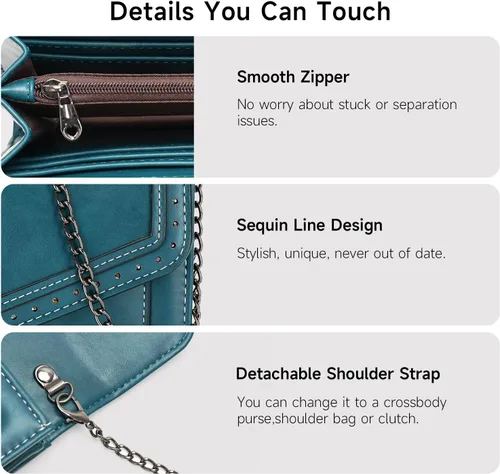 Miniatura 4 de Monedero pequeño para mujer, bolso de noche con cadena, bolso cruzado con ranuras para tarjetas