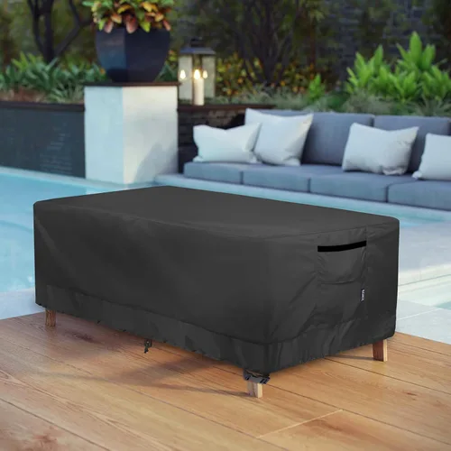 Miniatura 7 de Funda para Mesa de Café de Patio, Impermeable Rectangular Pequeña Funda para Mesa Auxiliar para Muebles de Exterior 36L x 22A x 18Al pulgadas, Negro