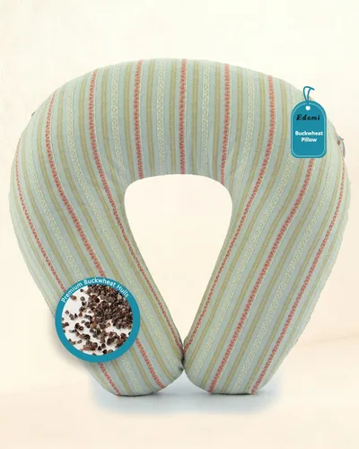 Miniatura 16 de Almohada de cuello de trigo sarraceno para dormir, almohada en forma de U, almohada de enfriamiento para dormir cervical de viaje, soporte