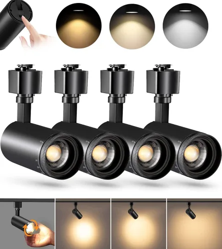 VANoopee Cabezales de iluminación de riel tipo J con zoom de 3 colores de 10 W para Juno Rail – Accesorios de luz LED brillantes 3000K 4000K 5000K