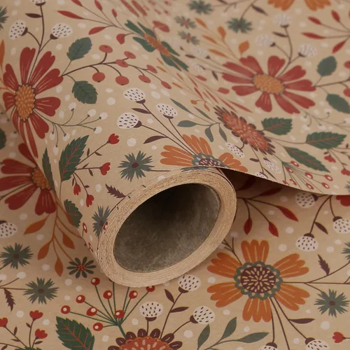 Miniatura 19 de Aimyoo - Rollo de papel de regalo floral kraft - Rollo jumbo - 30 pulgadas x 33 pies - Papel de regalo vintage con flores para todas las ocasiones