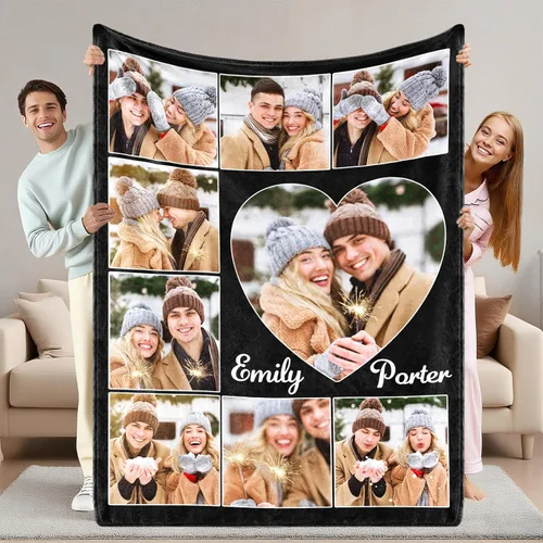 Miniatura 24 de ShineSand envía al día siguiente, cobija personalizada con texto de foto - impresa en EE. UU., cobijas con fotos personalizadas, regalos de Navidad
