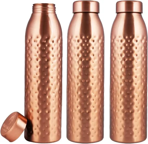Miniatura 9 de NORMAN JR, 100% Pure Copper Water Bottle 1L - Gift Box of 6, Hammered, Ayurvedic Copper Bottle Gift Set for Women & Men. Best Present For Fathers &
