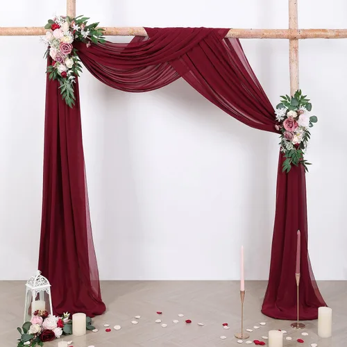 Miniatura 5 de MoKoHouse Cortinas de arco de boda, 3 paneles, 6 yardas, cortina de telón de fondo transparente, tela de gasa para fiestas, ceremonias, escenarios