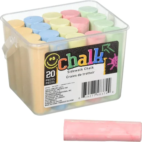 Miniatura 2 de Chalk Sidewalk - 20 tizas de 5 colores, Rojo, naranja, amarillo, verde, azul. Paquete de 1