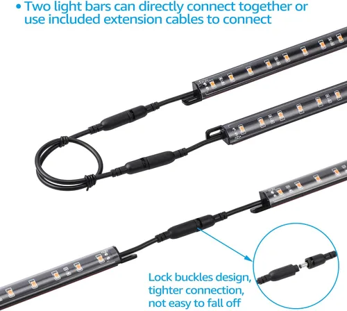 Miniatura 5 de TORCHSTAR Kit de iluminación LED segura, (6) barras de luz de 12 pulgadas enlazables + interruptor basculante + adaptador de alimentación UL, 900