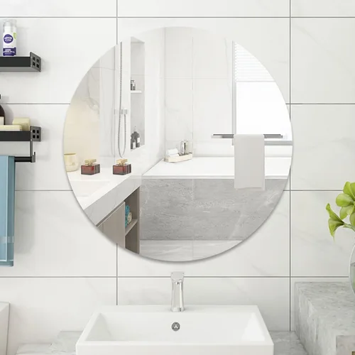 Miniatura 7 de Espejo redondo de vidrio de 12 pulgadas con cintas adhesivas, espejo circular sin marco para pared, puerta, hogar, baño, dormitorio, sala de estar