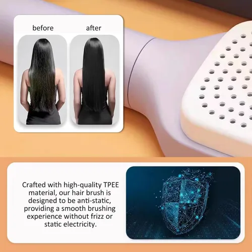 Miniatura 7 de Cepillos para el cabello para mujeres, cepillo desenredante de cabello, cepillo de pelo limpio con un solo clic con cerdas retráctiles, cepillo