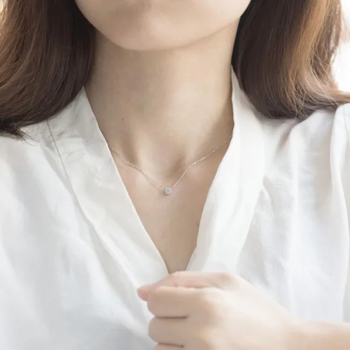 Miniatura 3 de S.Leaf collar de círculo pequeño, de plata esterlina, para mujer