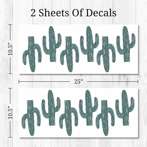 Miniatura 7 de Calcomanías de pared de cactus - Juego de 12 calcomanías de vinilo de 8 pulgadas para pared para guardería, dormitorio, cocina, aula, decoración